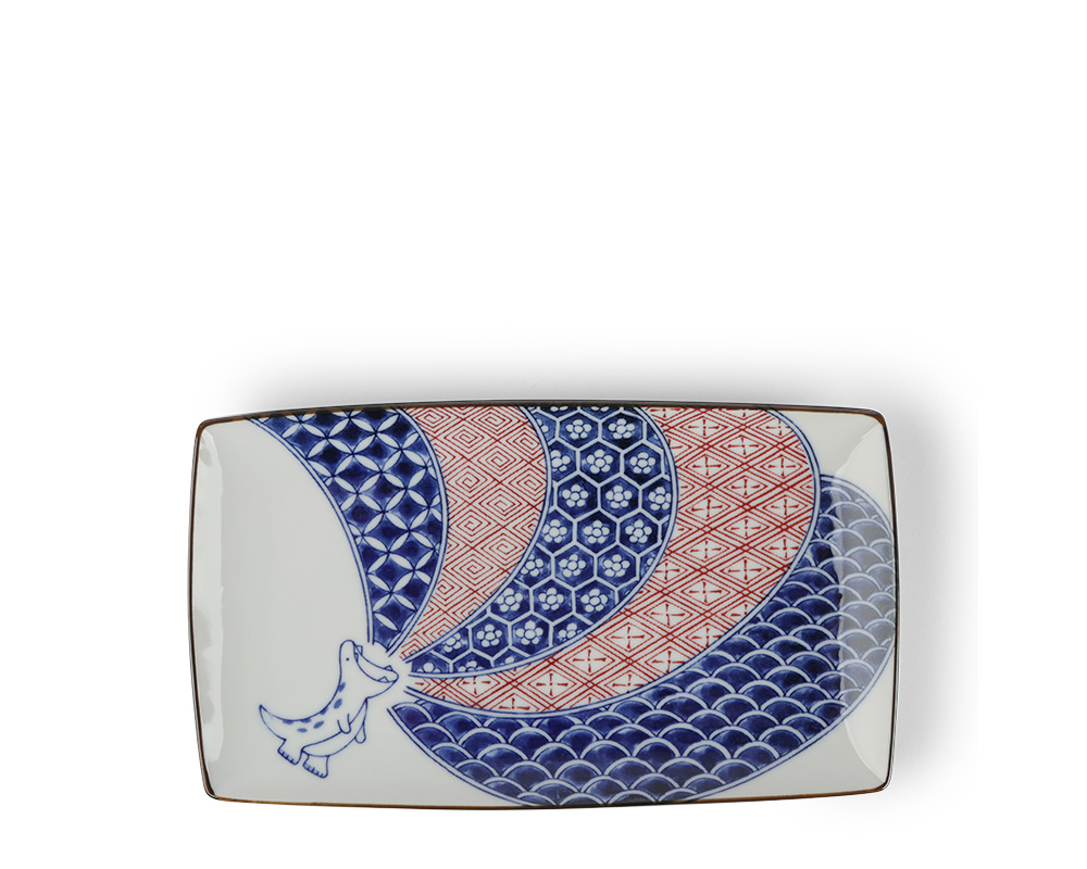 Edo-Style Dino Plate 9.25"x5.25" Shozuiryu