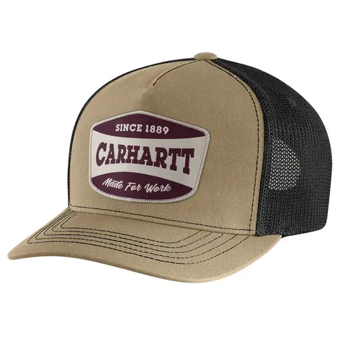 CARHARTT 107336 - Mens Canvas Mesh-Back Patch Cap - Dark Khaki