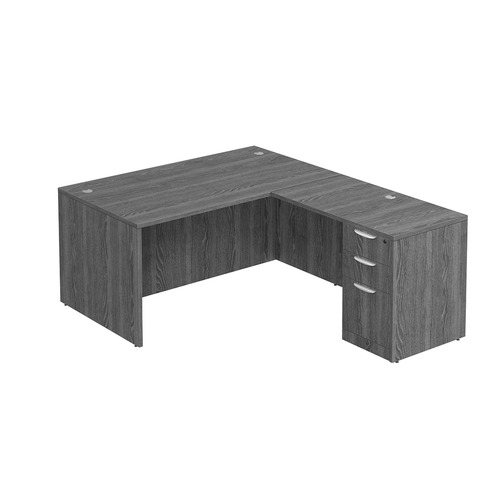 Classic L-Shape Desk 72" x 60" with Box/Box/File Pedestal - Newport Grey