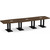 14' Classic Boat Shape Conference Table with Palmer Base - Modern Walnut Top, Black Base