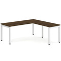Elements L-Shape Desk 66" x 60" x 30"D - Modern Walnut with White Legs