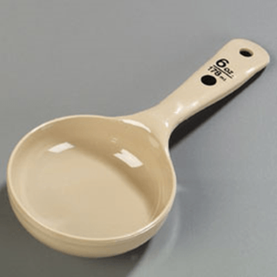 Carlisle Beige Solid 6 oz Polycarbonate Measure Miser w/Short Handle