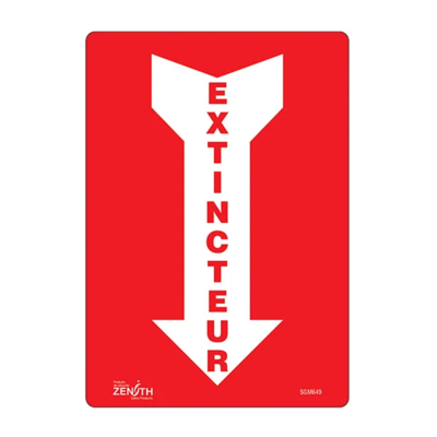 Fire Extinguisher Sign - 7" x 10" - Vinyl - French