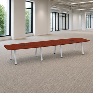 SIGBS4192N-METAL - 16 ft. Boat Shape Signature Conference Table With Metal VA Legs