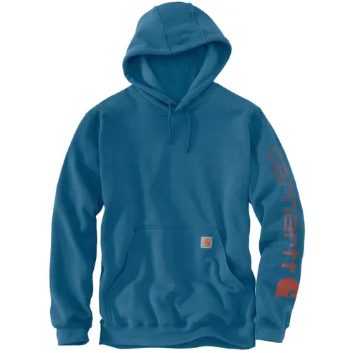 CARHARTT K288 - Loose Fit Midweight Logo Sleeve Graphic Sweatshirt - Dark Tranquil Blue Heather