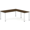 Elements L-Shape Desk 78" x 72" x 36"D - Modern Walnut with White Legs