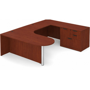 CLAUD1007R Executive Bullet U-Shape Typical 71" X 101" Desk- Cherry/Silver