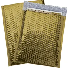 9 X 11.5" GOLD GLAMOUR BUBBLE MAILERS, PEEL & SEAL 72/CA GBM0911G