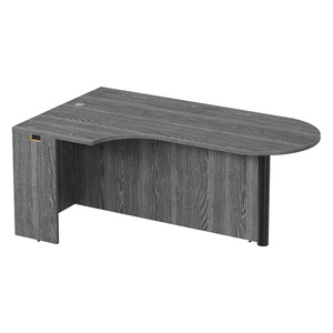 PL133L CORNER EXT. BULLET DESK w/POST - LEFT- Newport Grey & Black