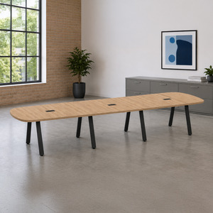 SIGAR7168N - 14 ft. Arena Conference Table w/Black Metal VA Leg