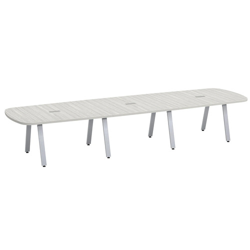 Signature Arena Conference Table 14 Foot - Silver Birch with Silver Metal Legs