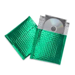 7 X 6.75" GREEN GLAMOUR BUBBLE MAILERS PEEL & SEAL 72/CA GBM0706G
