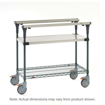 Metro MS1824-FSNK PrepMate MultiStation 24" Prep Station, Solid Stainless Steel top shelf and Metroseal Green Epoxy Wire bottom shelf with Stainless Steel posts