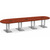 14' Classic Racetrack Conference Table with Palmer Base - Cherry Top, Brushed Silver Base