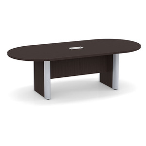 8ft Racetrack, accent base Conference Table: ESPRESSO w/SILVER 