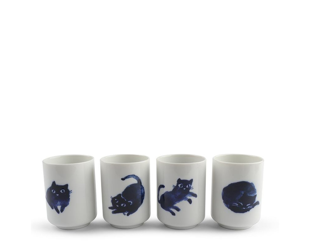 Midnight Blue Cat Cup Set