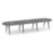 14' Signature Racetrack Conference Table with Wood VA Legs - Newport Gray Top, Black Mount, Newport Gray Base