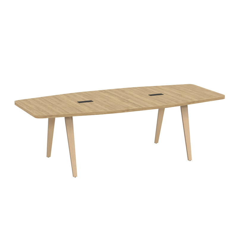 Signature Boat-Shape Conference Table 8 Foot - Aspen with Natural Oak Wood Legs