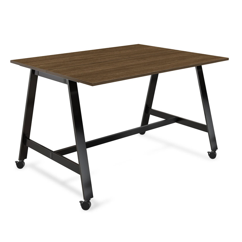 Signature Bistro Benching Table 48" x 72" - Modern Walnut with Black Legs