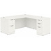 CLALD1040- Classic L-Shape Desk 66" W x 30" D with 47" Return and 2 Full Pedestals- White