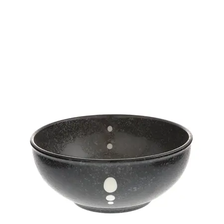 Satin Black White Dots 6-1/4" Bowl
