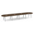 18' Signature Racetrack Conference Table with Metal VA Legs - Modern Walnut Top, Silver Base