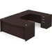 CLAUD1012R- Right-Handed Classic U-Shape Bowfront Executive Workstation 71" W x 107" D with Box/Box/File Pedestal- Espresso