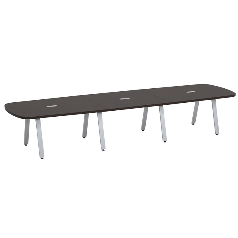 Signature Arena Conference Table 14 Foot - Espresso with Silver Metal Legs