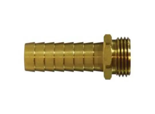 Straight Male End Hex Adapter, 3/4-in Garden Hose Barbed x 3/4-in MGH, Brass