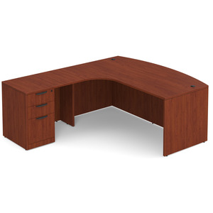 CLALD1008L- Left-Handed Bowfront L-Desk 71" W x 36" D with 47" Return and Box/Box/File Pedestal- Cherry