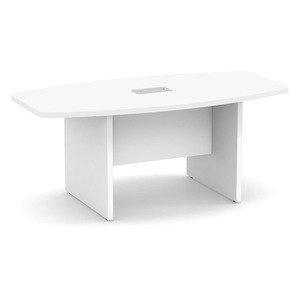  6ft Boat Shape, slab base Conference Table: WHITE