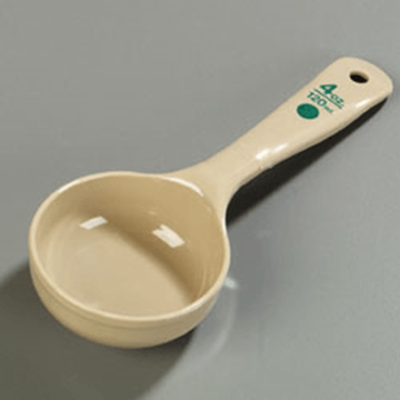 Carlisle Beige Solid 4 oz Polycarbonate Measure Miser w/Short Handle