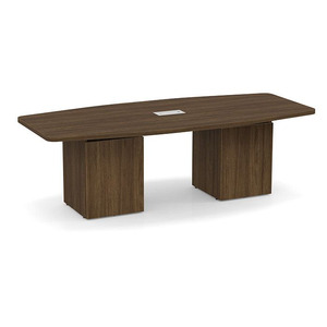  8ft Boat Shape, cube base Conference Table: MODERN WALNUT 