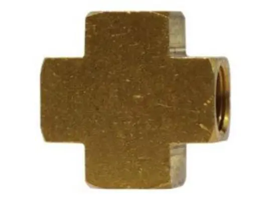 Pipe Cross, 3/8-in FNPTF x 3/8-in FNPTF x 3/8-in FNPTF x 3/8-in FNPTF, Brass