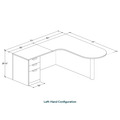 Classic L-Shape Bullet Workstation 77" x 71" with Left Hand Return and Box/Box/File Pedestal - Espresso with Silver Post Finish