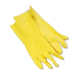 FLOCKED LINED LATEX CLEANING GLOVES, SIZE LARGE, 12 PAIRS