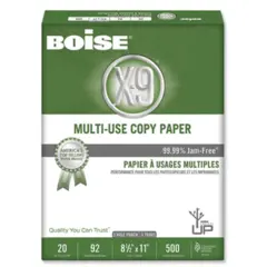 8.5 X 11" 92 BRIGHT 3 HOLE PUNCH BOISE WHITE PAPER 500 SHT/RM  10 RM/CS CASOX9001P