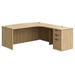 CLALD1008R- Right-Handed Bowfront L-Desk 71" W x 36" D with 47" Return and Box/Box/File Pedestal- Aspen