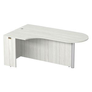PL133L CORNER EXT. BULLET DESK w/POST - LEFT- Silver Birch & Silver