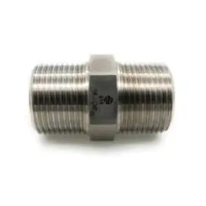 Hex Nipple, 1/8 in MNPT x 1/8 in MNPT, 1.059 in L, Stainless Steel
