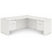 CLALD1039- Classic L-Shape Desk 66" W x 30" D with 47" Return and 2 Box/File Pedestals- White