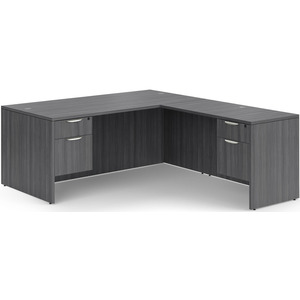 CLALD2039- Classic L-Shape Desk 66" W x 30" D with 42" Return and 2 Box/File Pedestals- Newport Gray