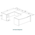 Classic U-Shape Bowfront Executive Workstation 107" x 71" Left Hand with Box/Box/File Pedestal - Cherry