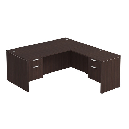 Classic L-Shape Desk 72" x 71" with 2 Box/File Pedestals - Espresso