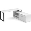 Encore L-Shape Desk 71" x 72" with Personal Storage and Bookcase Credenza - White