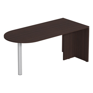 PL131 BULLET DESK w/POST - Espresso & Silver