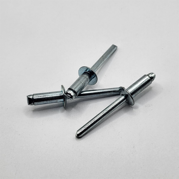 1/4" X 0.251 - 0.375" GRIP DOME HEAD BREAK MANDREL BLIND RIVET STEEL BODY / STEEL MANDREL ZINC CLEAR PER PRINT