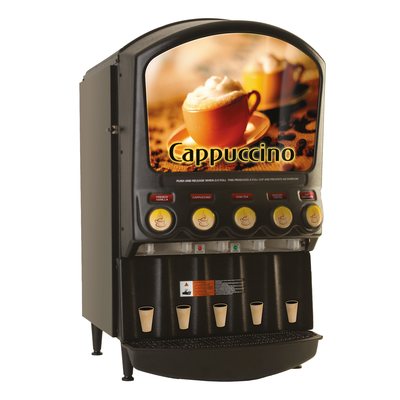 Grindmaster-Cecilware PIC5 5 Gallon Tank (5) Clear-View™ Hoppers (5 Lbs Capacity Each) Electric GRINDMASTER PIC Hot Powder Cappuccino/Hot Chocolate Dispenser