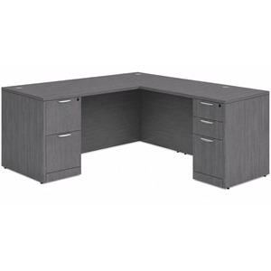 CLALD1044- Classic L-Shape Desk 71" W x 30" D with 47" Return and 2 Full Pedestals- Coastal Gray