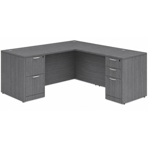 CLALD1048- Classic L-Shape Desk 71" W x 36" D with 47" Return and 2 Full Pedestals- Coastal Gray